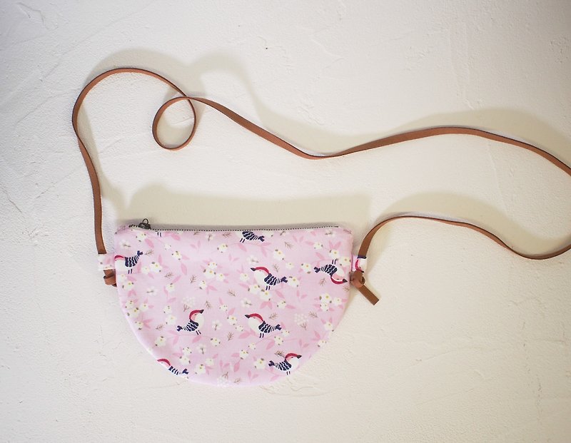 Moon Series Crossbody Bag/Mobile Phone Bag/Limited Handmade Bag/Sakura Sparrow/Out of Print Item In stock - Messenger Bags & Sling Bags - Cotton & Hemp Pink