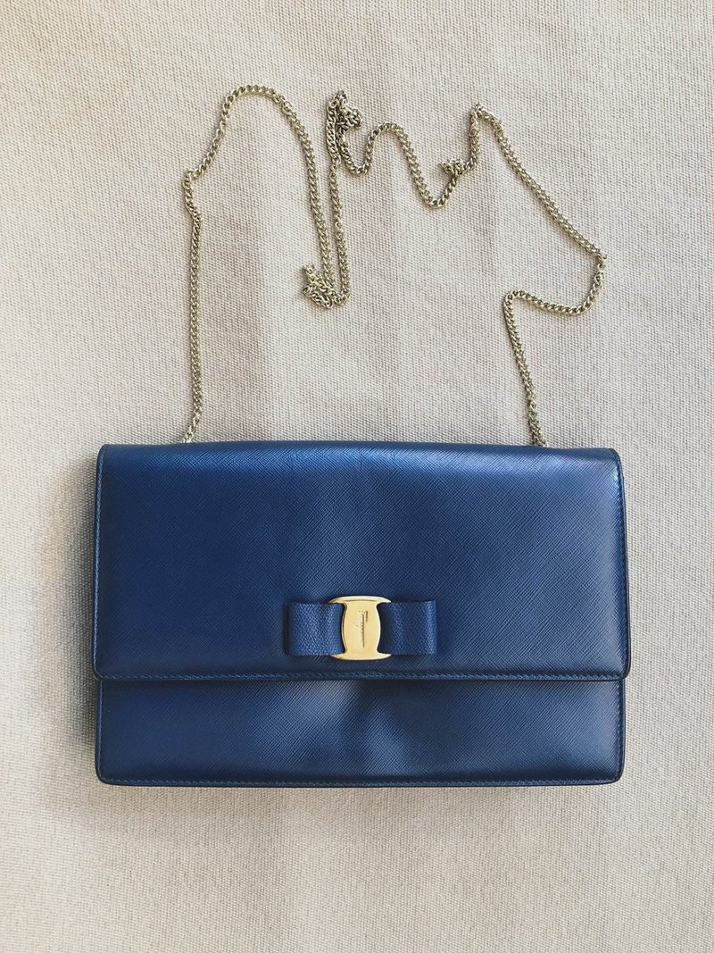 Vintage Salvatore Ferragamo 側背包/手拿包/古董包/鍊條包 - 側背包/斜背包 - 真皮 