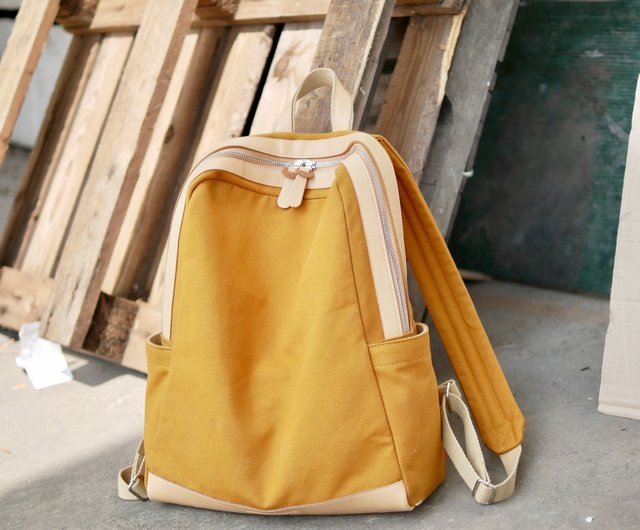 Mustard yellow backpack purse sale