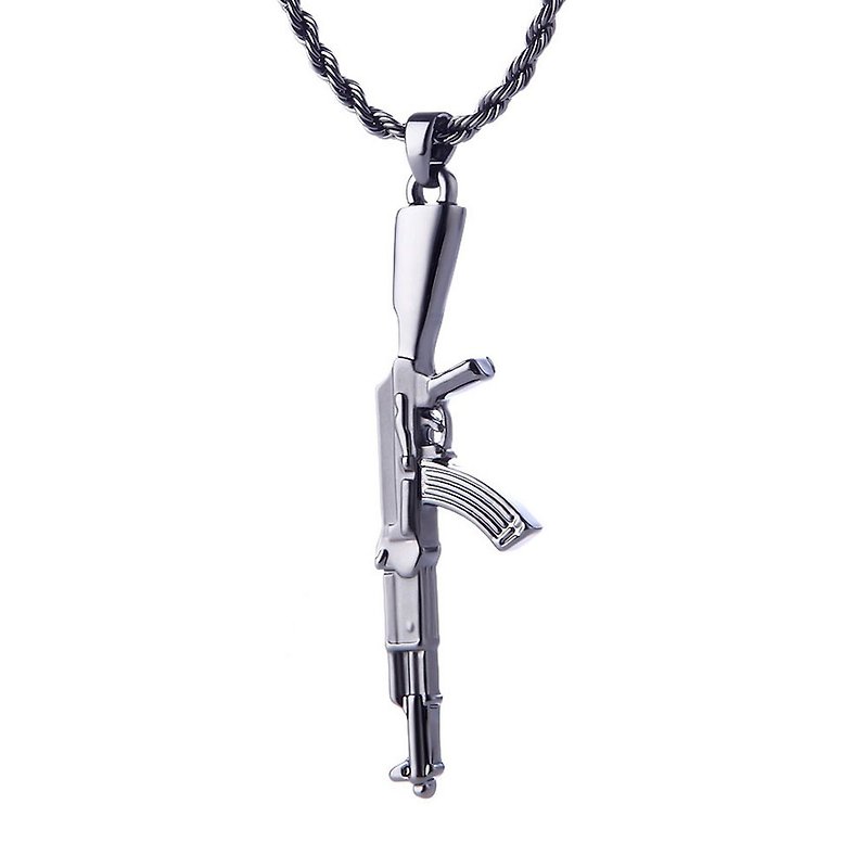AK-47突擊步槍項鍊 AK-47 Rifle Necklace - 項鍊 - 其他金屬 黑色