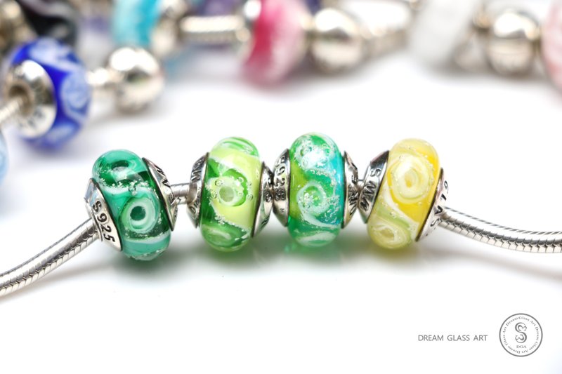 Ashes/Hair glass beads-spiral-Yellow green-Unit price*Customized - อื่นๆ - แก้ว สีเขียว