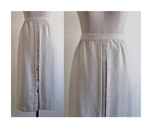 PaiissaraEveryday ELEGANCE S.A. PARIS Vintage Beige Herringbone Skirt
