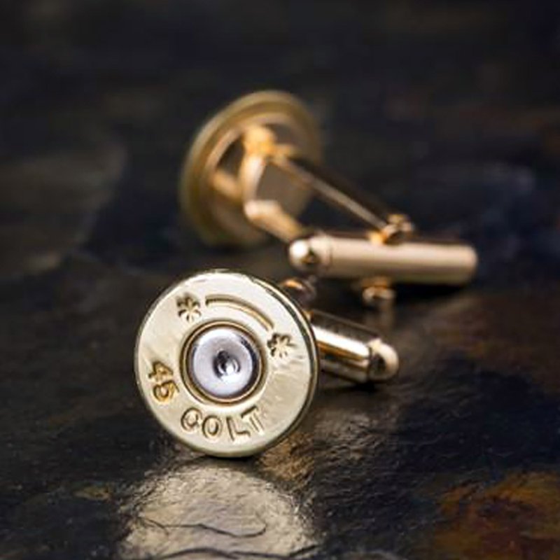 Bullet Designs 45口徑 手槍子彈袖扣 / 金屬造型襯衫西裝袖釦 - 袖扣 - 其他金屬 