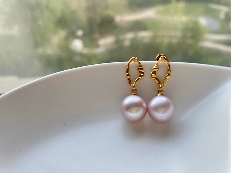 Natural Freshwater Pearl Highlight Lilac S925 Silver Earrings - ต่างหู - ไข่มุก สึชมพู