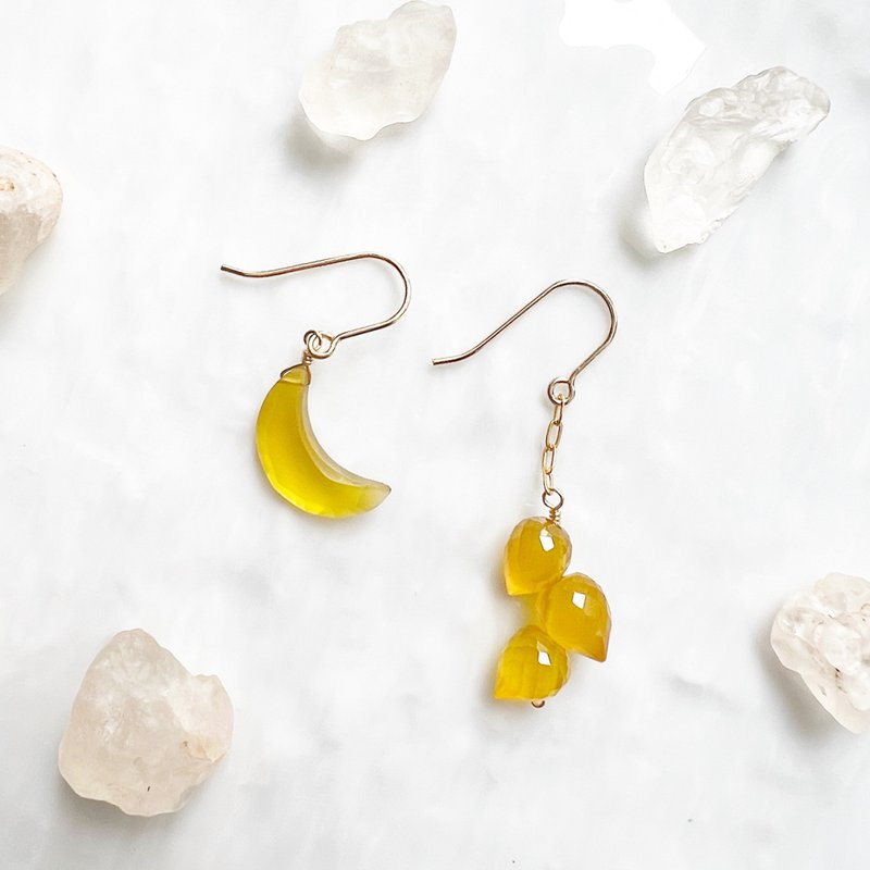 Moonlight 14KGF Yellow Chalcedony Earrings - Earrings & Clip-ons - Gemstone Yellow