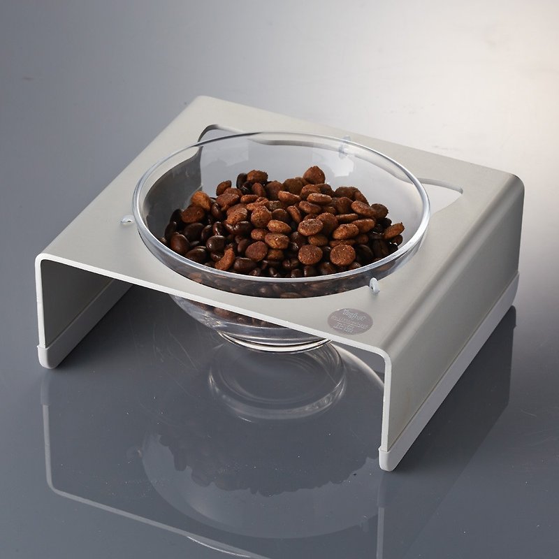可愛貓頭造型碗(鋁製底座) - 寵物碗/碗架/自動餵食器 - 鋁合金 灰色