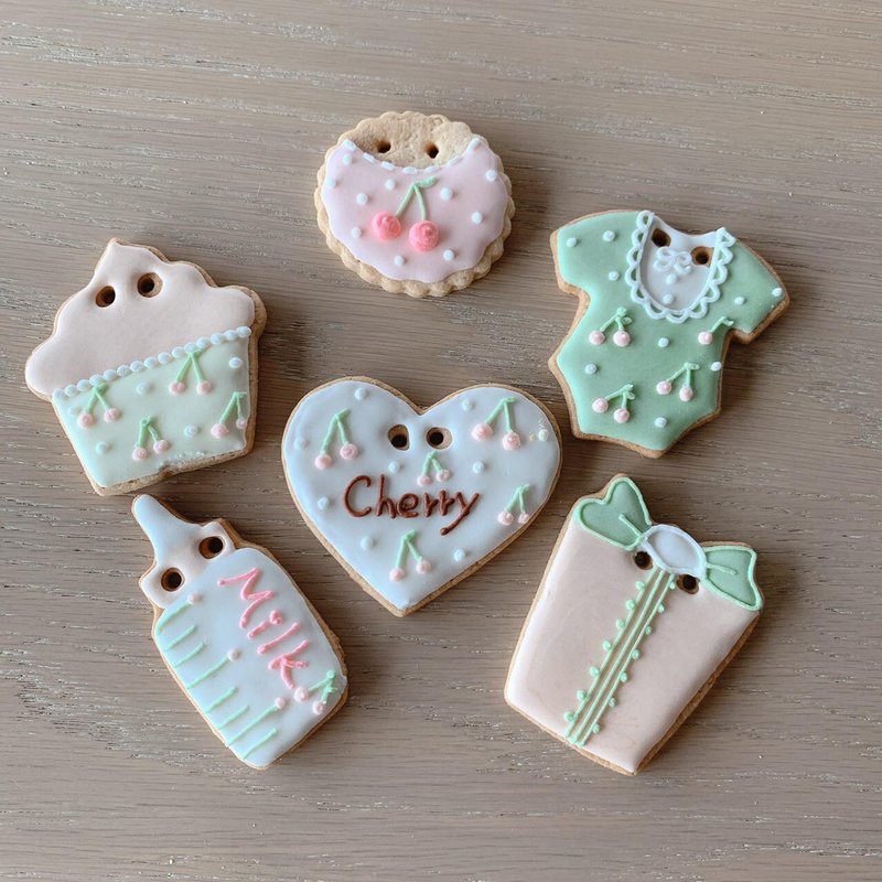 NIJI Cupcake 收涎櫻桃糖霜餅乾組合 【客製化禮物】 - 手工餅乾 - 新鮮食材 粉紅色