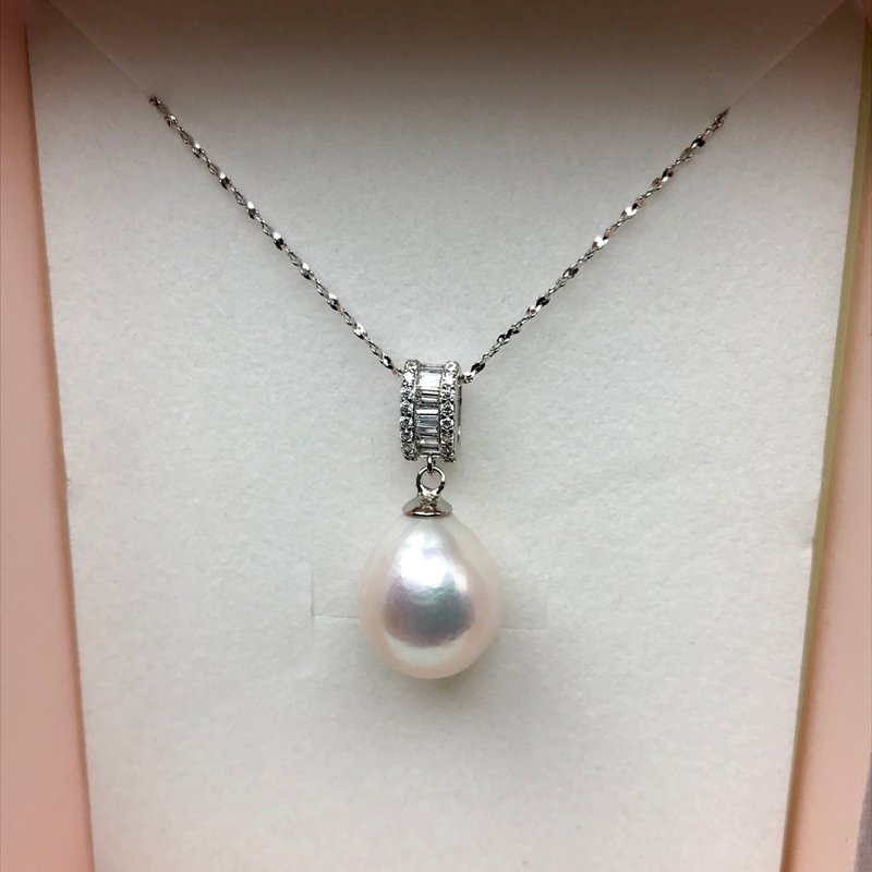 Luxurious Natural White Freshwater Baroque Pearl 18inch Silver Necklace - Necklaces - Pearl White