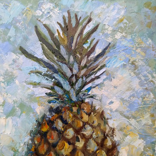 パイナップルの油絵 パイナップル絵画フルーツオリジナルアートキャンバス 20 × 30