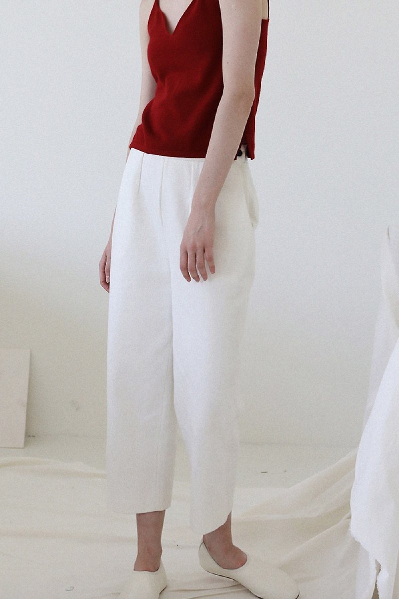 KOOW hand with a pair of Japanese red ear jeans good pants type boyfriend simple casual pants - Women's Pants - Cotton & Hemp White