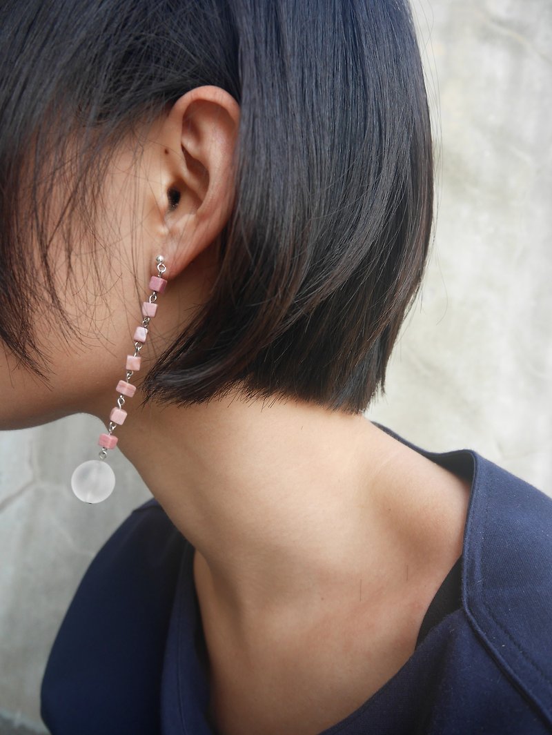 串串心耳環 -925純銀耳針 - 耳環/耳夾 - 寶石 粉紅色