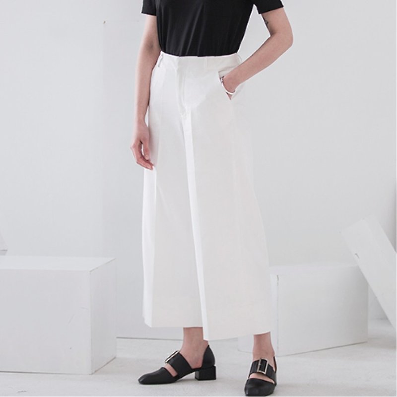 Milk white peerless good pants type spring and summer wide leg pants neatness spring and summer wear single basic unappealing - Women's Pants - Other Materials White