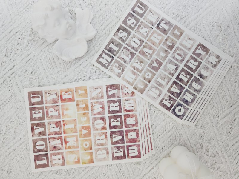 Watercolor monotone letter - 貼紙 - 紙 
