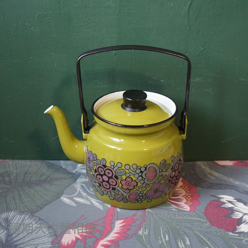 芬蘭 Finel 墨綠鑄鐵珐瑯壺 設計師 Kaj Franck - 茶壺/茶杯/茶具 - 其他材質 綠色