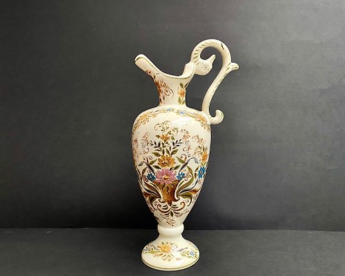 HappyDuckVintage Vase Enamelled Ceramic Vintage Pitcher Hubert Bequet, Belgium, 1950s