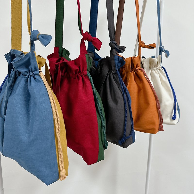 - 1/2 series - Shoulder and portable drawstring bag - - Handbags & Totes - Cotton & Hemp Multicolor