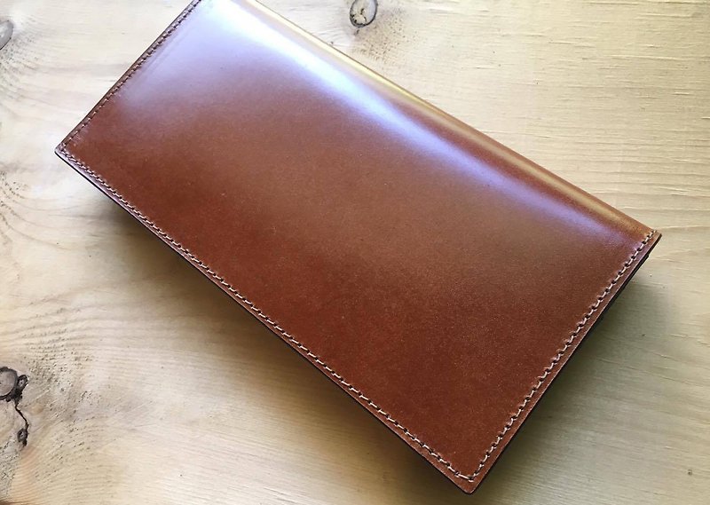 (SOLD OUT) [All the Christmas decorations] [Aurora vegetable tanned leather series] caramel brown leather long folder - Wallets - Genuine Leather Brown