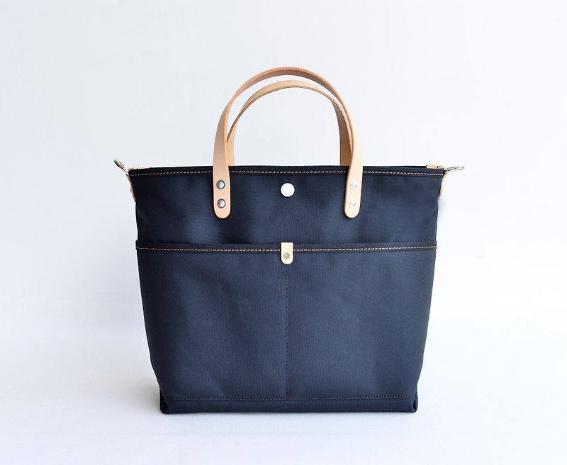 Inside and outside double pocket design 40x28x14cm portable. Shoulder model. Japanese waterproof tote bag. - Handbags & Totes - Waterproof Material Black