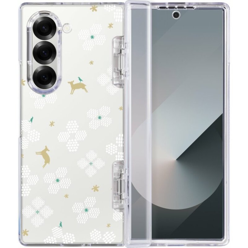 【預購】三星手機殼/Samsung Galaxy Z Fold6/花開原野/透白 - 手機殼/手機套 - 其他材質 白色