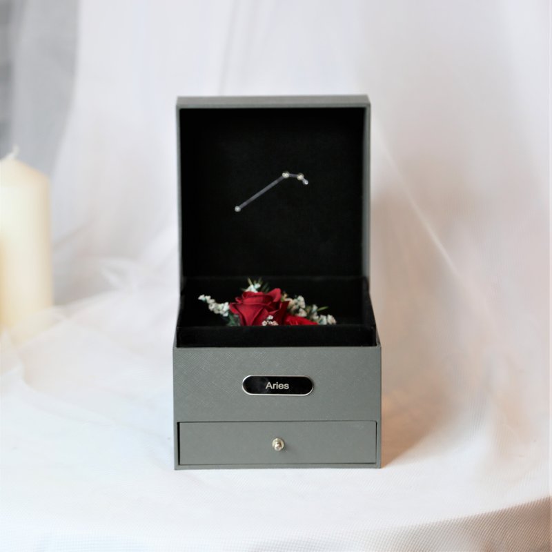 Aries Aries | Double Preserved Flower Constellation Gift Box - ช่อดอกไม้แห้ง - พืช/ดอกไม้ สีแดง