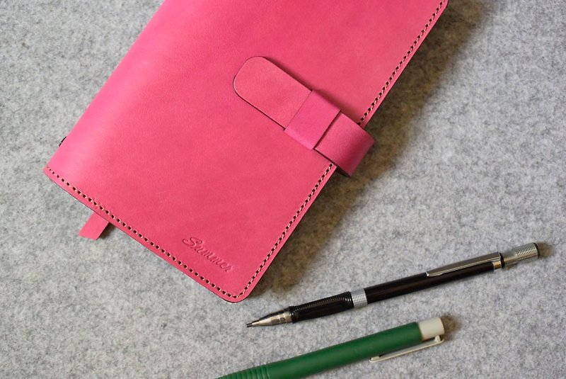 Leather loose-leaf notebook plug-in section special padded version bright peach - สมุดบันทึก/สมุดปฏิทิน - หนังแท้ 