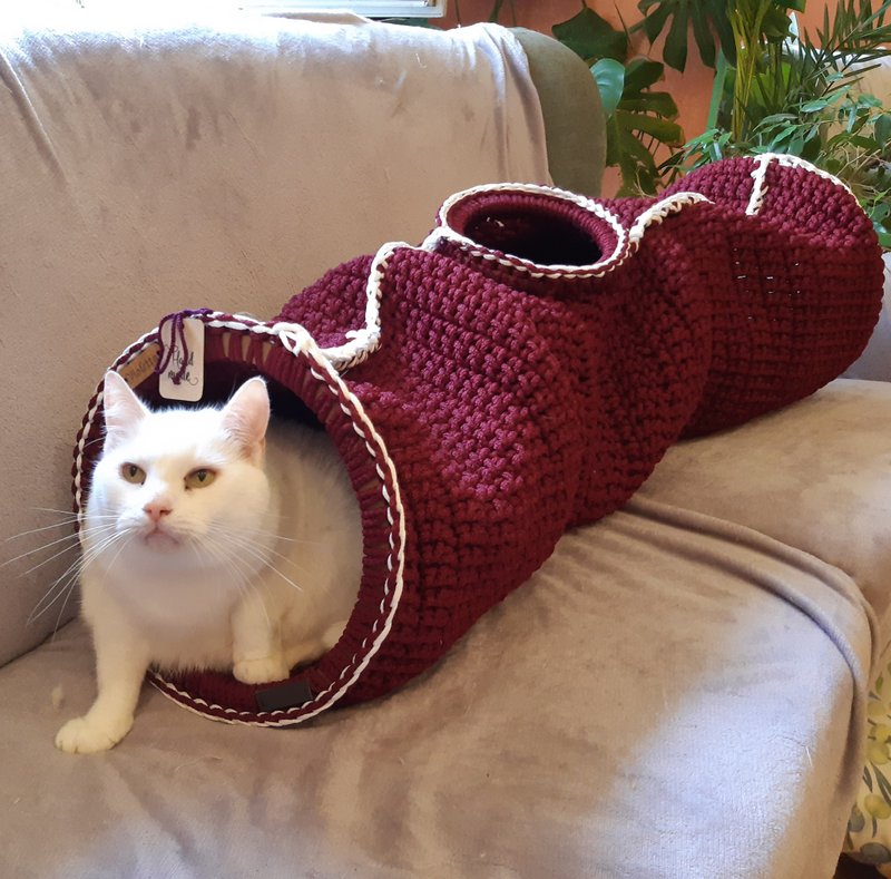 Digital crochet pattern a cat tunnel PDF format with a photo - Bedding & Cages - Polyester 