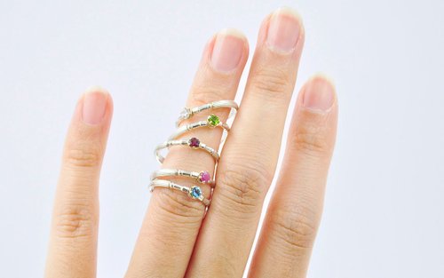 Cheng Jewelry 免費刻字-聖城 - 廊柱之名-14K金檯寶石銀戒指 五款