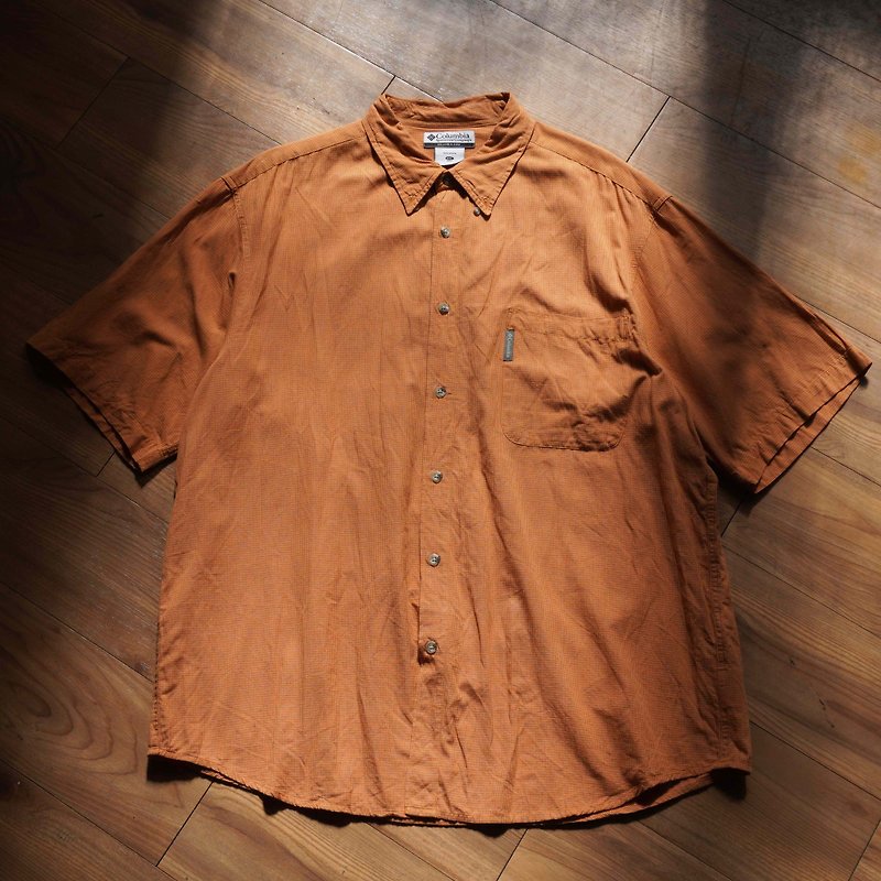 ABOUT vintage/selected items. Columbia orange plaid shirt - เสื้อเชิ้ตผู้ชาย - ผ้าฝ้าย/ผ้าลินิน สีส้ม