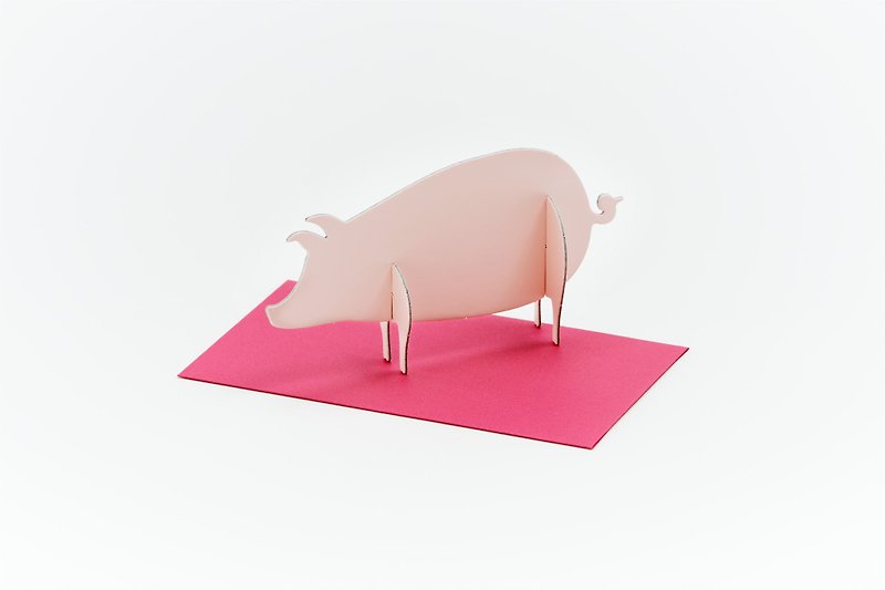 Pop-up Card Pig / Standing Message Card - Cards & Postcards - Paper Multicolor