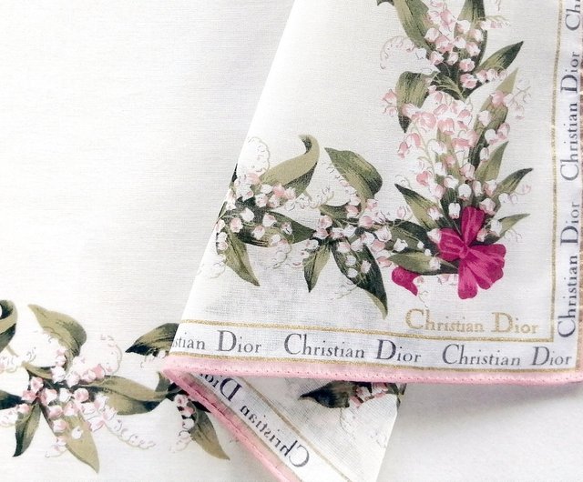 Christian Dior ヴィンテージ ハンカチ スズラン 19.5 x 19