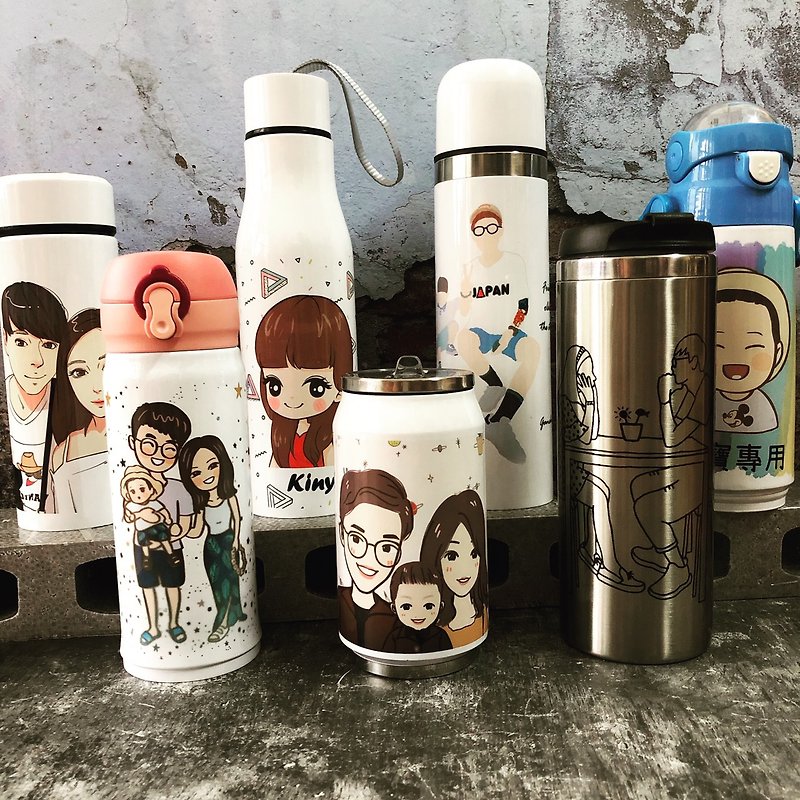 Customized Q version thermos [order area] hand-painted custom-like hand-painted gift - Vacuum Flasks - Stainless Steel Multicolor