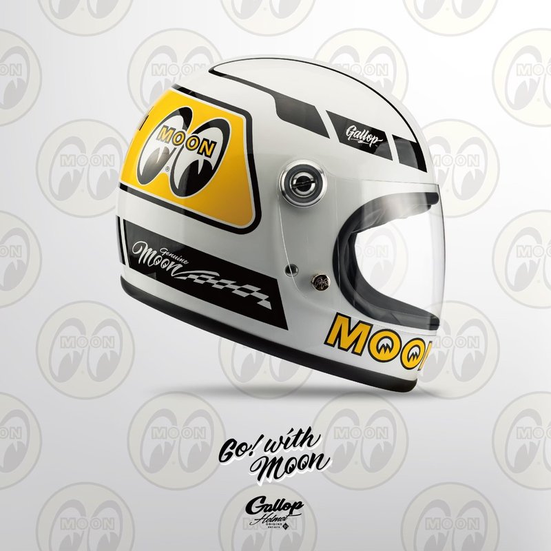 Out of stock MOONEYES x GALLOP joint full-face helmet Lego hat white made in Taiwan - หมวกกันน็อก - วัสดุอื่นๆ 