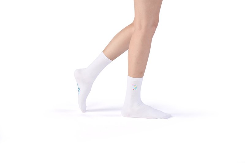 [Joint Series Reporter] Daydream/White (F)-MIT Design Mid-calf Socks - Socks - Cotton & Hemp White