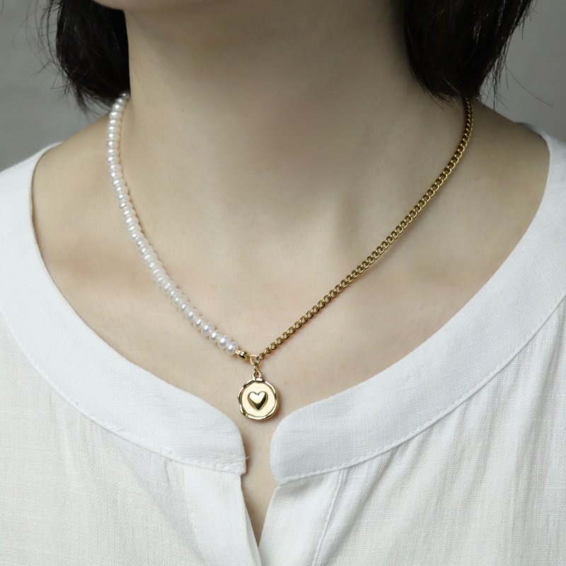 Soft and Steel Pearls Cuban Strand Pearl Necklace Natural Freshwater Pearls - สร้อยคอ - ไข่มุก 