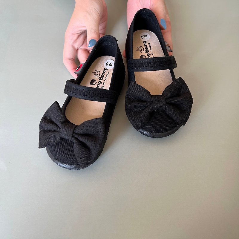 Customized Gift Big Bow Knot Doll Shoes Children's Shoes - Black Melee Little Red Riding Hood - รองเท้าเด็ก - ผ้าฝ้าย/ผ้าลินิน สีดำ