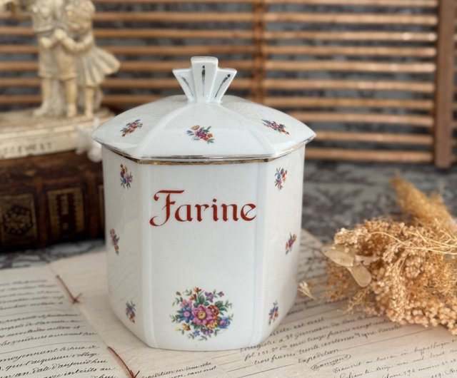 40816-魅力的なフランスのアンティーク手描きの花装飾磁器蓋付き瓶