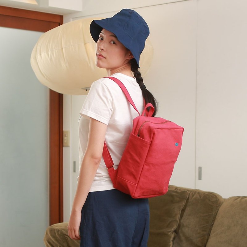 Mushrooms Mogu canvas bag / Backpack / Miss Poker (watermelon red) - กระเป๋าเป้สะพายหลัง - วัสดุอื่นๆ สีแดง
