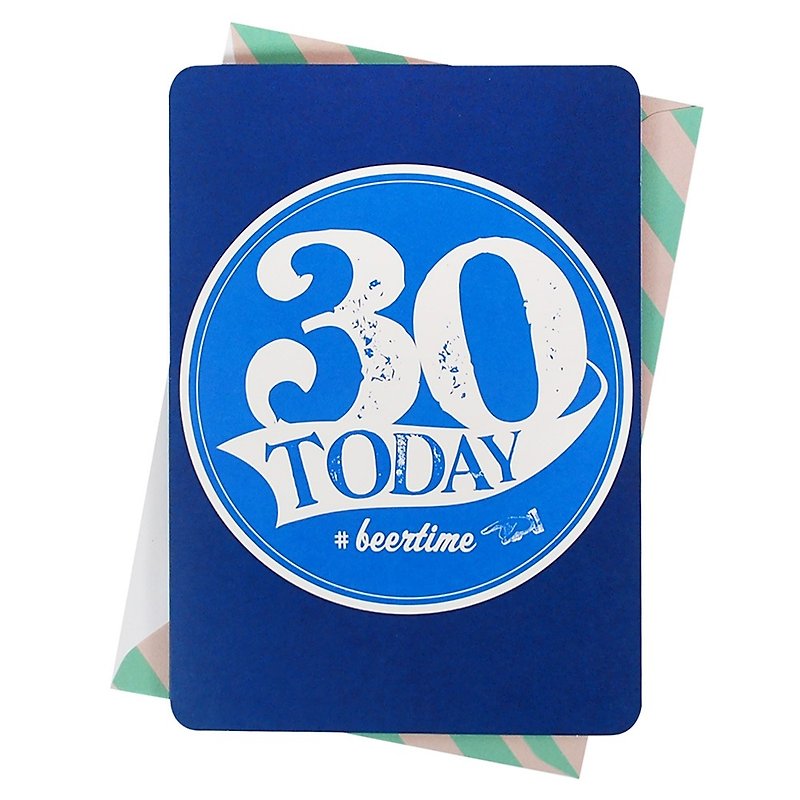 30歳-ビールを取り出して祝う[ホールマーク-年齢カードの誕生日の願い] - カード・はがき - 紙 ブルー