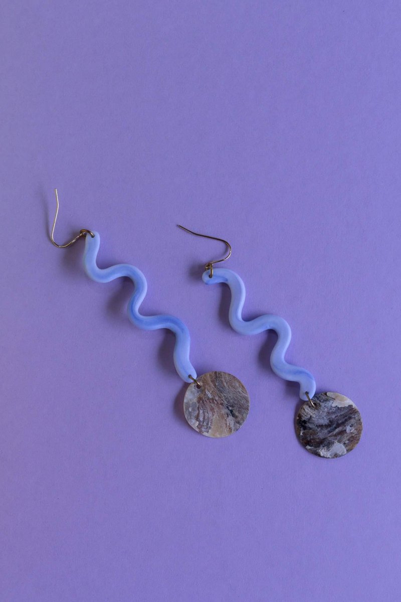 Curly Ear Ring - Earrings & Clip-ons - Pottery Blue