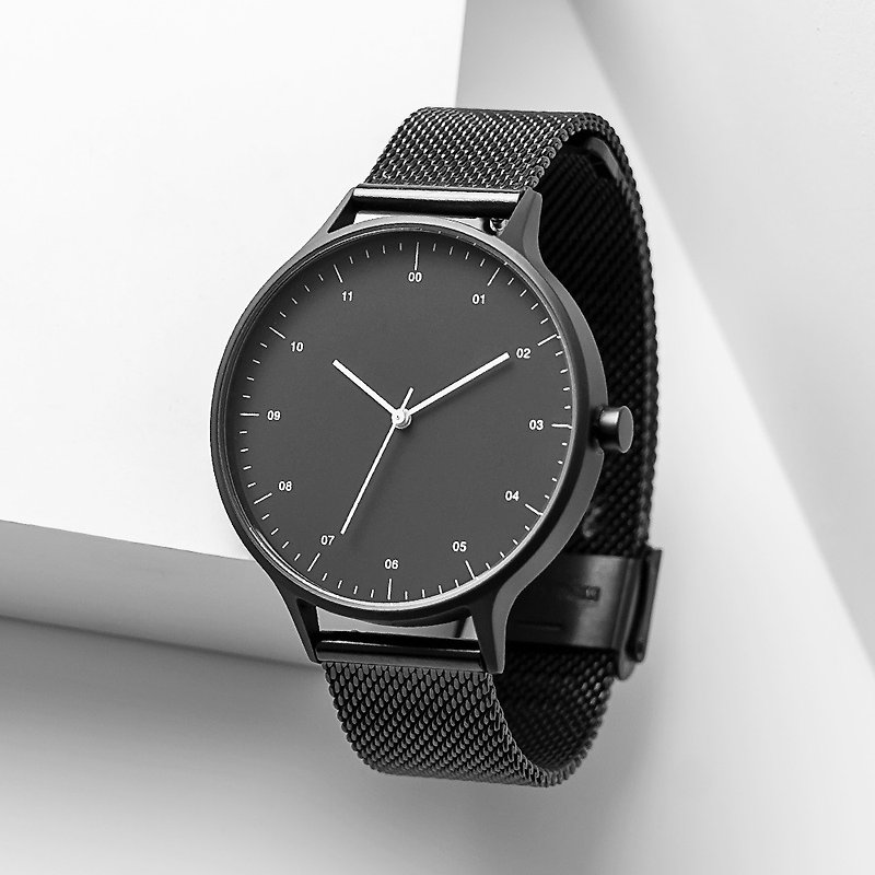 BIJOUONE 彼樹灣手錶 B302鋼帶款 黑色表殼 黑色表盤 男款手錶 - 男裝錶/中性錶 - 不鏽鋼 黑色
