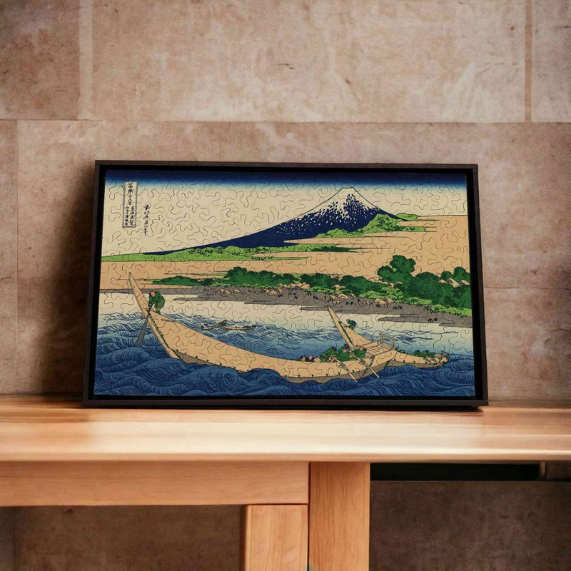 Katsushika Hokusai-Schematic Map of Ejiri-Takoura, Tokaido [Gecko Puzzle] - Items for Display - Wood Brown