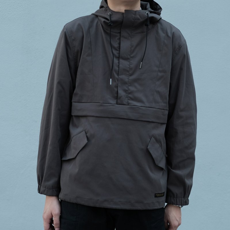 【換季特賣】機能套頭風衣外套 Anorak Jacket /簡約款式/防潑水/ - 女大衣/外套 - 棉．麻 灰色