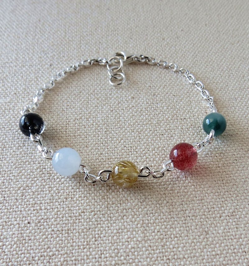 Sterling Silver**[璀璨年华] Lucky Lucky Five Elements Bead Bracelet**Increase overall fortune [This Year of Life] - Bracelets - Gemstone Multicolor