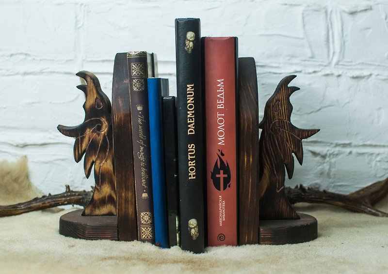 Book holder bookend mythical Scandinavian dragons