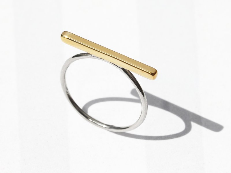 925 Silver Bar Ring | 24K Gold - General Rings - Other Metals Gold