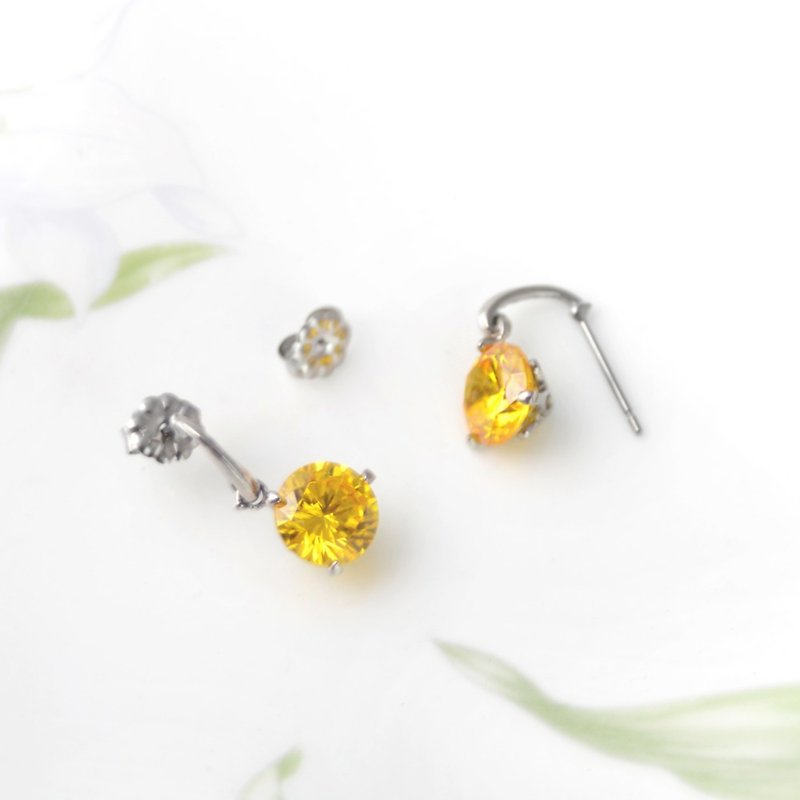 花妍朵朵-活力黃 純鈦耳環 不過敏贈鈦貼兩入 - 耳環/耳夾 - 其他金屬 黃色