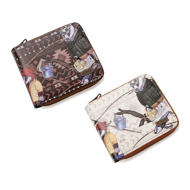 Filter017 Mies badger image leather zipper short clip - Wallets - Genuine Leather Multicolor