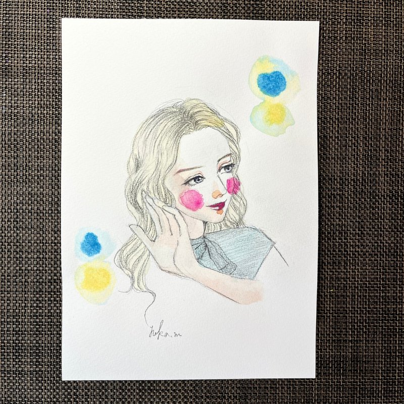 Stylish Hand-drawn Original Illustration #03 Watercolor Portrait - Posters - Paper Blue