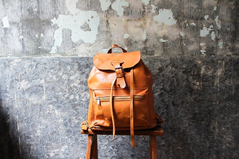 Vintage Caramel Leather Backpack - Backpacks - Genuine Leather 