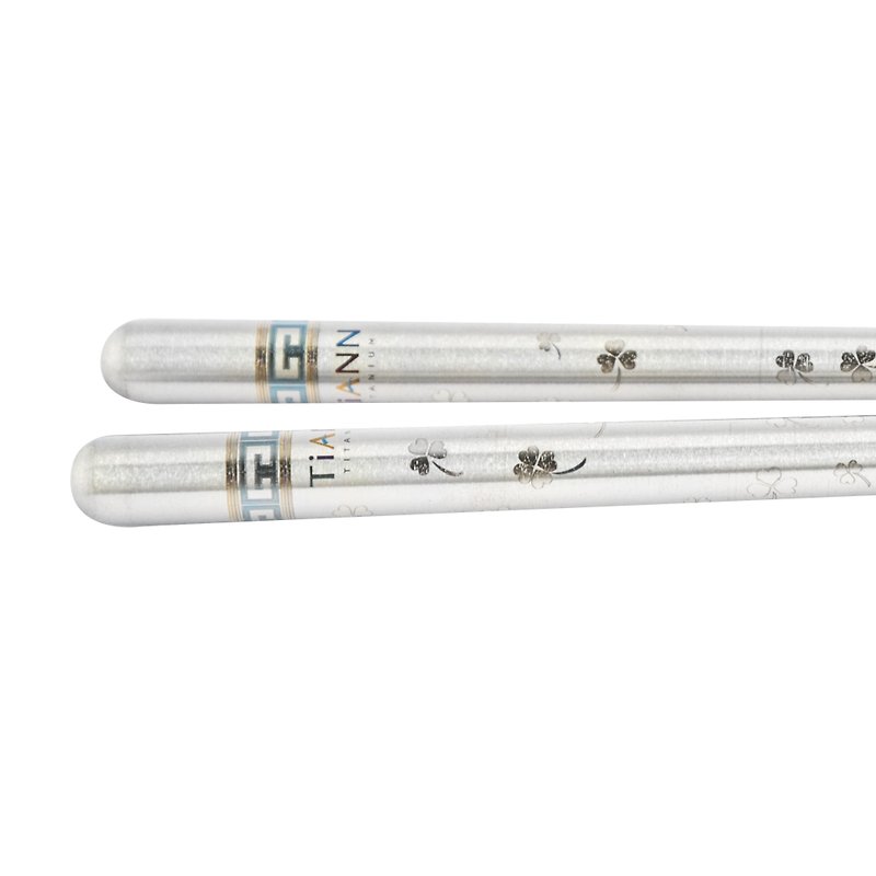 TiSticks Titanium Chopsticks - Clover (Silvery Grey) - Chopsticks - Other Metals Silver